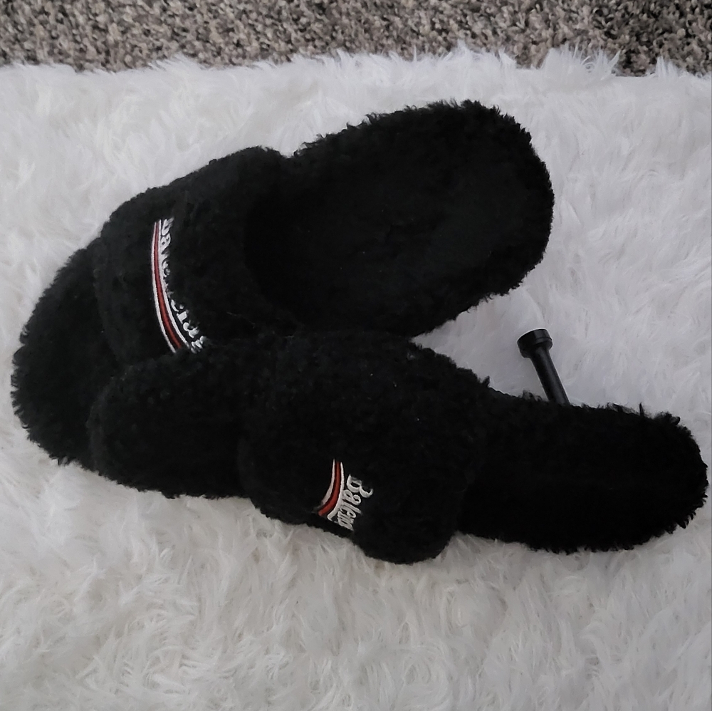 Balenciaga Furry Kitten Heel Sandals